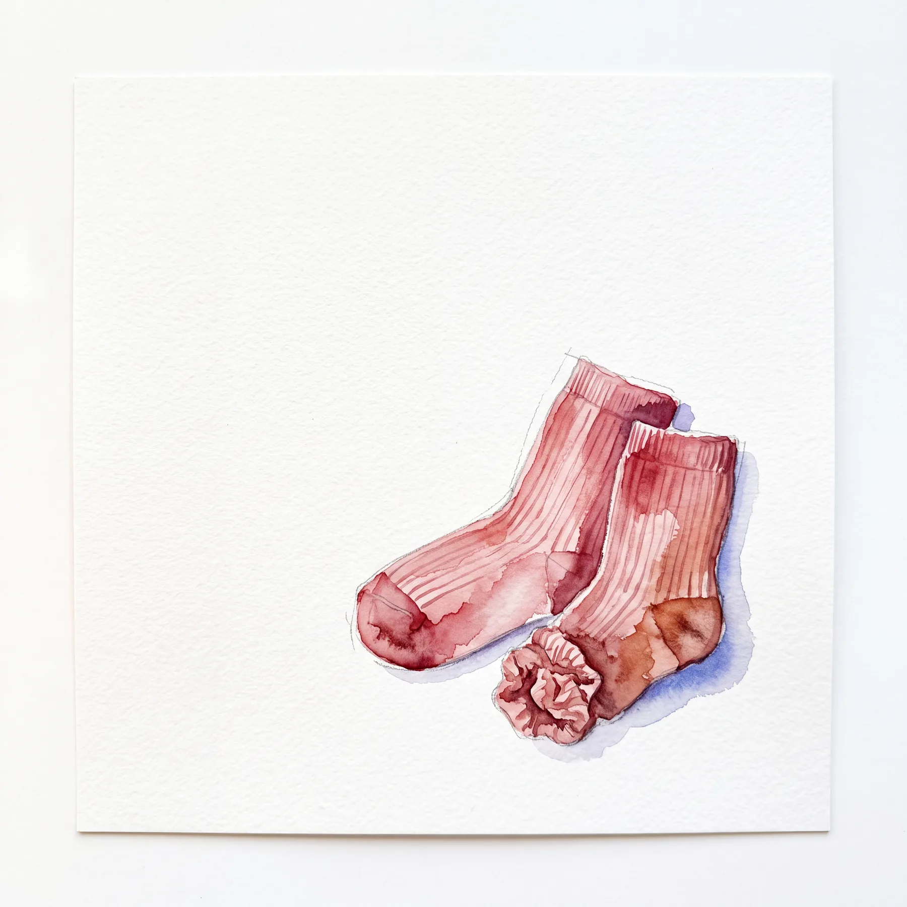 Watercolour of a pair of red socks